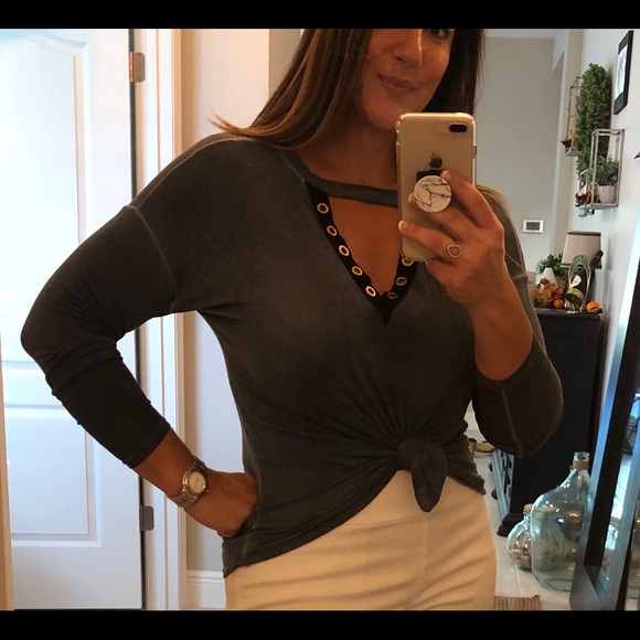 VSB Charcoal Slate Embellished Top - Picture 1 of 3